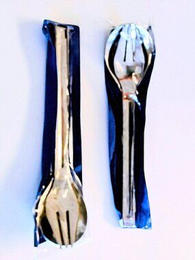 Interlocking 3-Piece Vintage Stainless Steel Camping Utensils ~ 2 Sets ~ Sturdy!